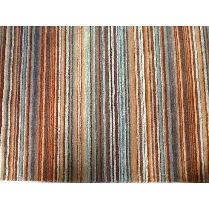 Carter Modern Stripe Hand Woven Wool Rust Orange/Grey/Beige Rug