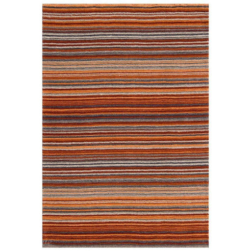 Carter Modern Stripe Hand Woven Wool Rust Orange/Grey/Beige Rug