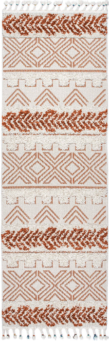 Carved Banded Shag Area Rug in Rust 140x200 cm