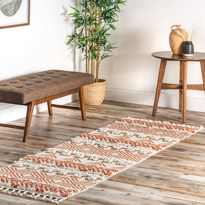 Carved Banded Shag Area Rug in Rust 140x200 cm