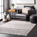 Carved Banded Tassel Area Rug in Beige 140x200 cm