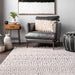 Carved Banded Tassel Area Rug in Beige 140x200 cm