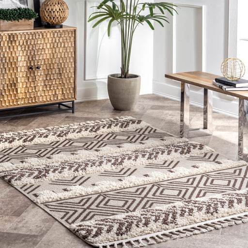 Carved Brown Shag Area Rug 120x180 cm