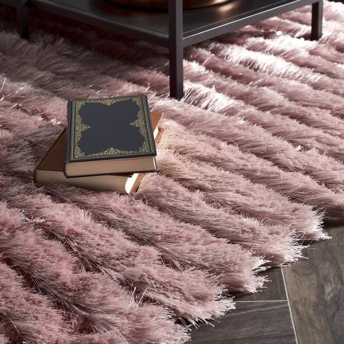 Carved Glamour Blush Pink Rug