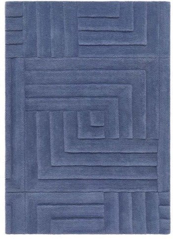 Carved Maze Blue Rug