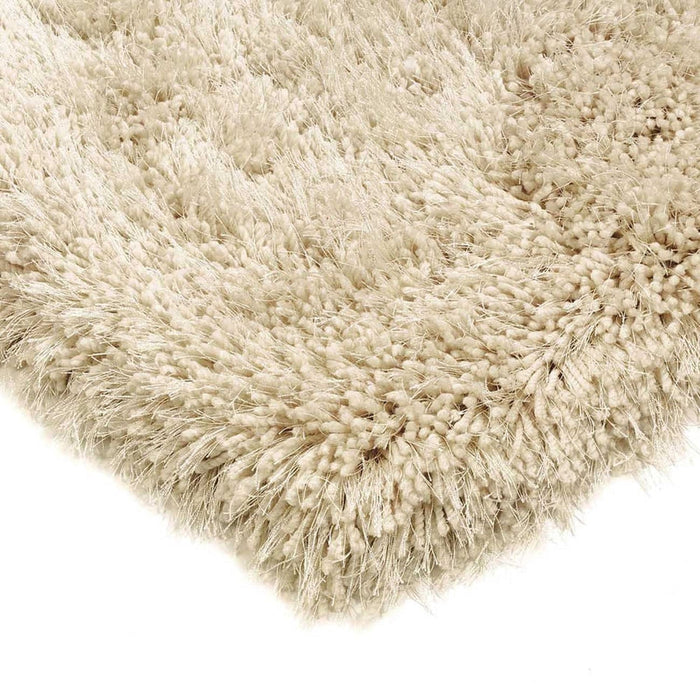 Cascade Plush Soft Hi-Pile Silky Polyester Plain Shaggy Cream Rug