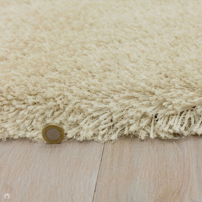 Cascade Plush Soft Hi-Pile Silky Polyester Plain Shaggy Cream Rug