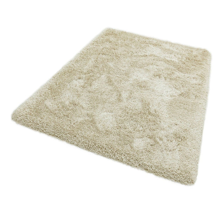 Cascade Plush Soft Hi-Pile Silky Polyester Plain Shaggy Cream Rug