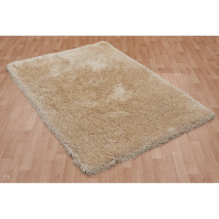 Cascade Plush Soft Hi-Pile Silky Polyester Plain Shaggy Cream Rug