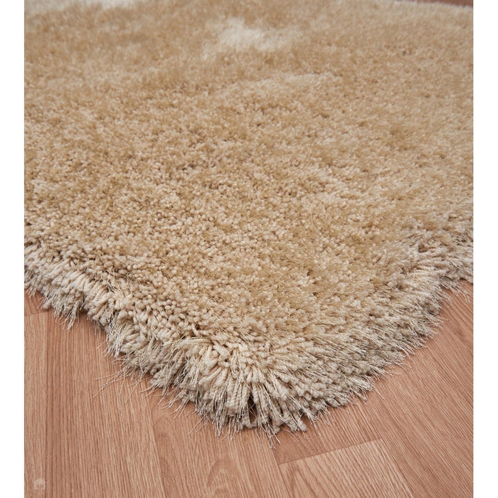 Cascade Plush Soft Hi-Pile Silky Polyester Plain Shaggy Cream Rug