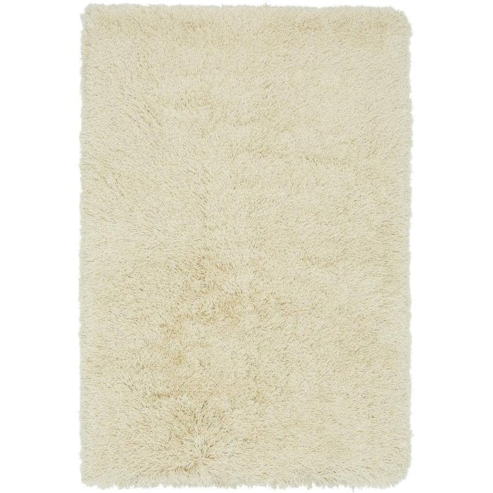 Cascade Plush Soft Hi-Pile Silky Polyester Plain Shaggy Cream Rug