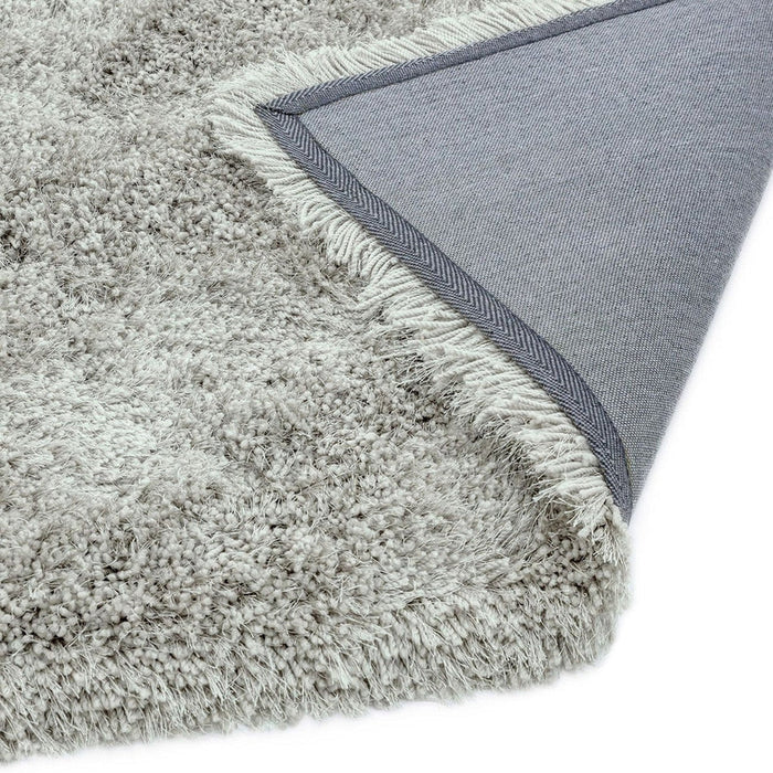 Cascade Plush Soft Hi-Pile Silky Polyester Plain Shaggy Silver Rug