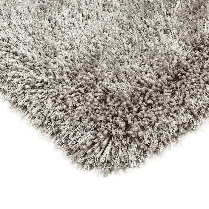 Cascade Plush Soft Hi-Pile Silky Polyester Plain Shaggy Silver Rug