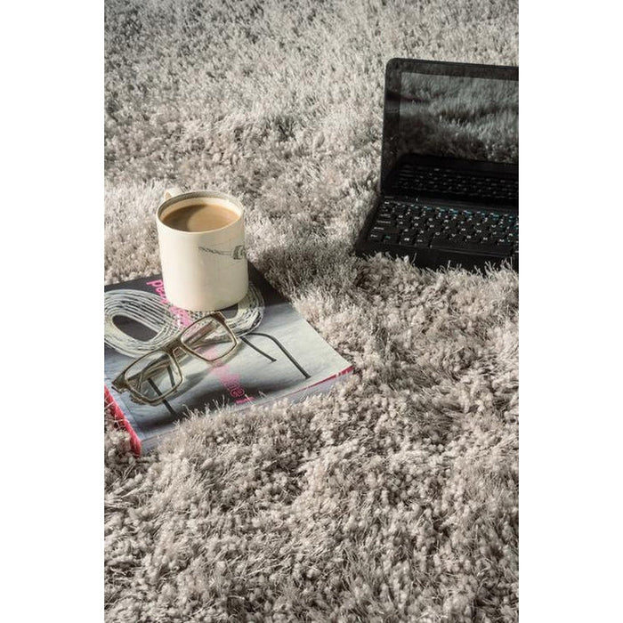 Cascade Plush Soft Hi-Pile Silky Polyester Plain Shaggy Silver Rug