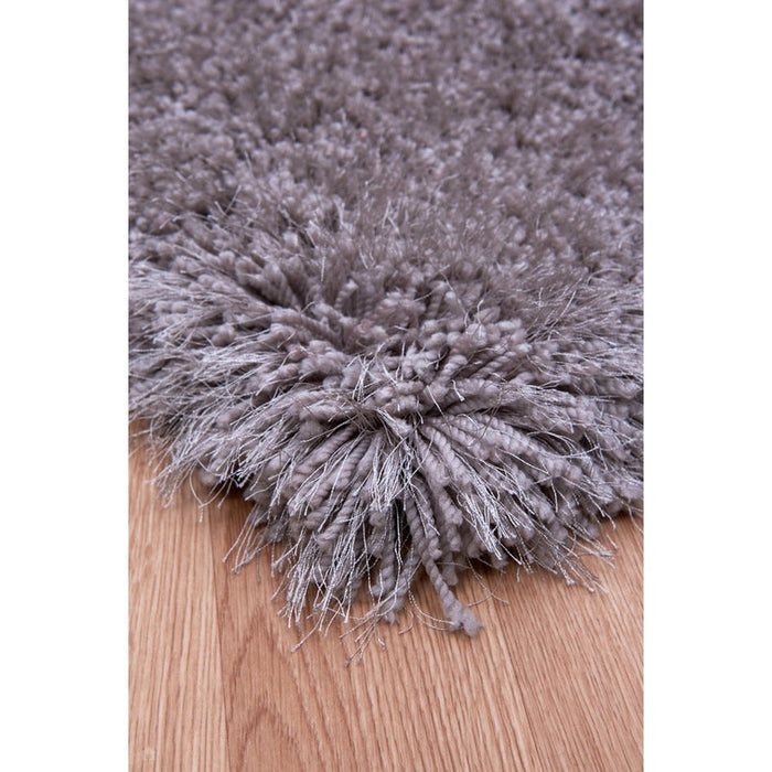 Cascade Plush Soft Hi-Pile Silky Polyester Plain Shaggy Silver Rug