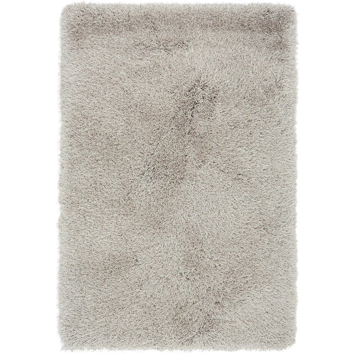 Cascade Plush Soft Hi-Pile Silky Polyester Plain Shaggy Silver Rug