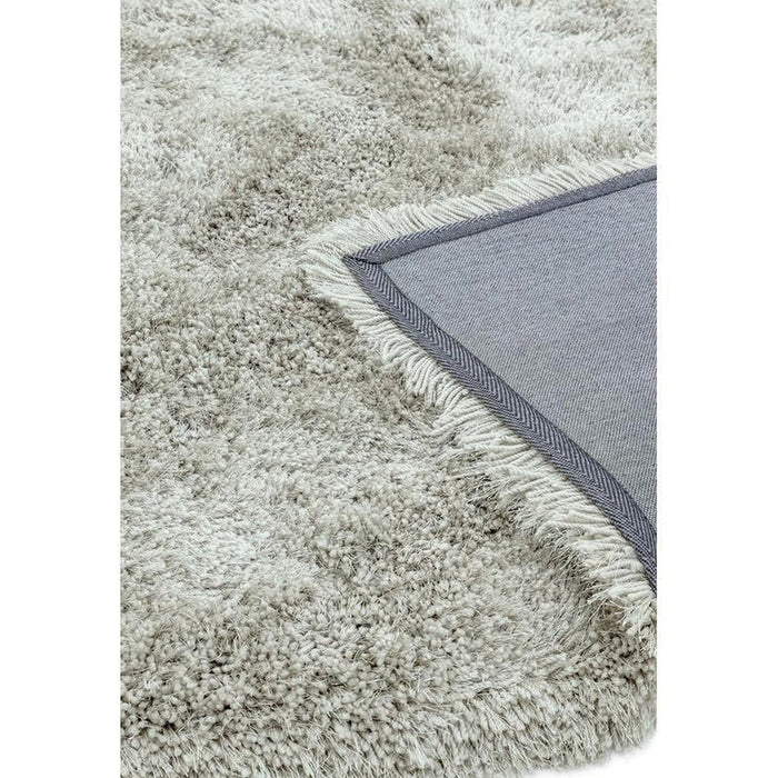 Cascade Plush Soft Hi-Pile Silky Polyester Plain Shaggy Silver Rug