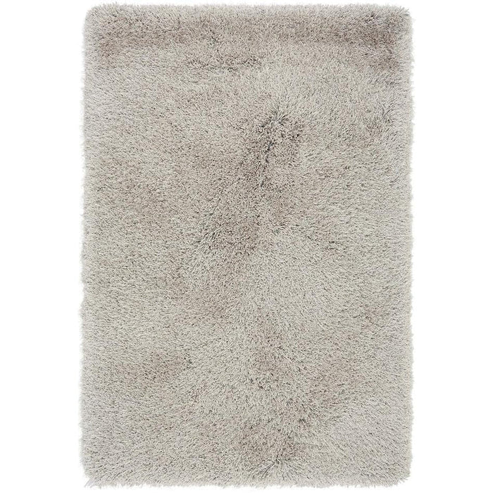 Cascade Plush Soft Hi-Pile Silky Polyester Plain Shaggy Silver Rug