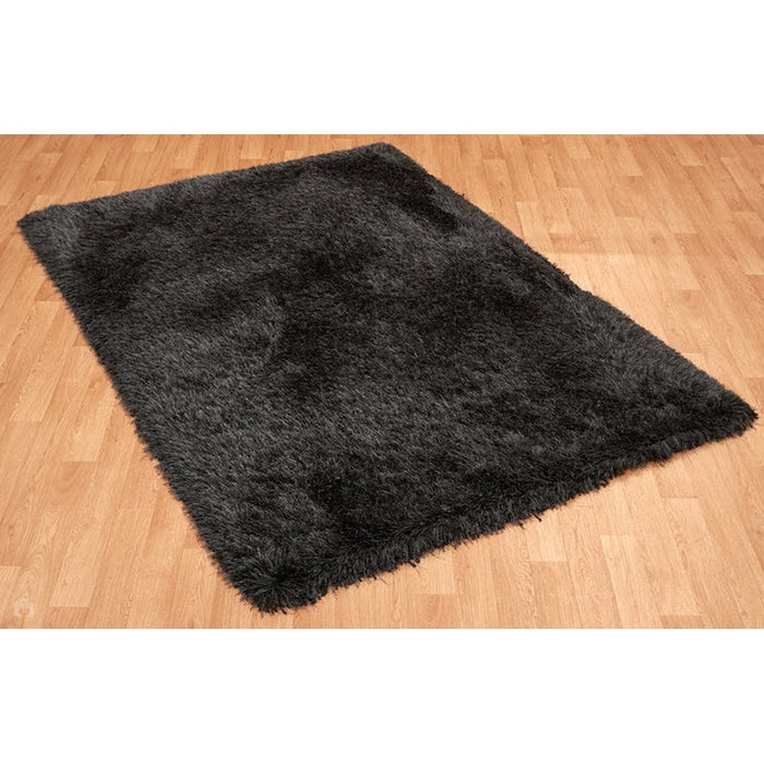 Cascade Plush Soft Hi-Pile Silky Polyester Plain Shaggy Slate Rug