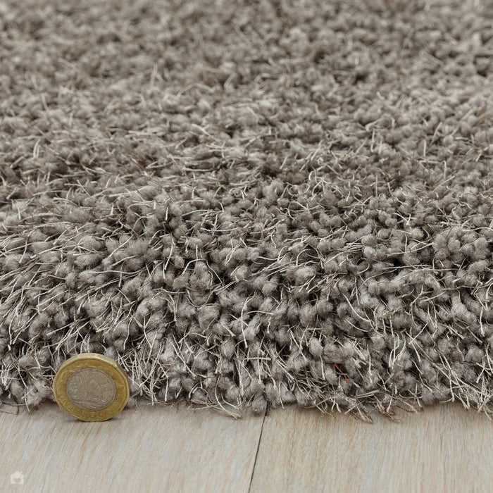 Cascade Plush Soft Hi-Pile Silky Polyester Plain Shaggy Taupe Rug