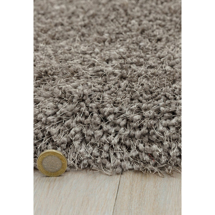 Cascade Plush Soft Hi-Pile Silky Polyester Plain Shaggy Taupe Rug