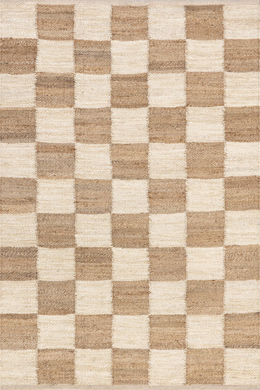 Cassia Jute Cotton Checkered Area Rug Ivory 160x230 cm