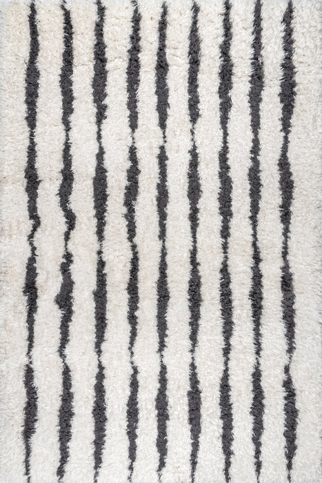 Cassidy Striped Shag Area Rug 90x150 cm Beige