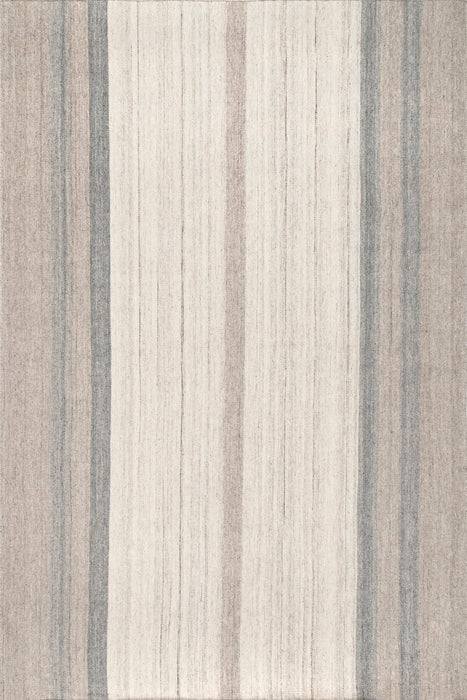 Casual Striped Wool Blend Area Rug 160x230 cm Ivory