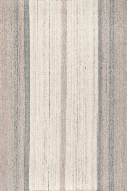 Casual Striped Wool Blend Area Rug 160x230 cm Ivory