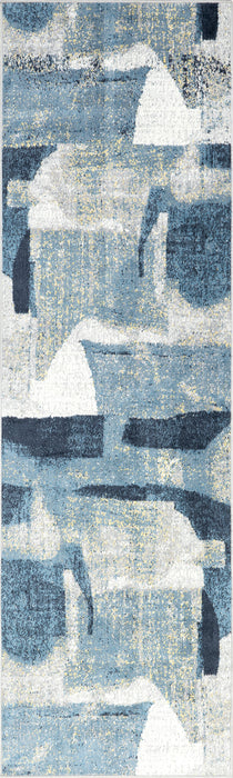 Cecila Machine Washable Blue Abstract Area Rug 170 x 240 cm