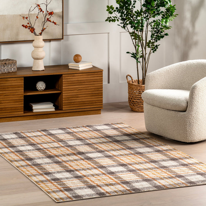 Cecile Orange Plaid Area Rug 150x240 cm