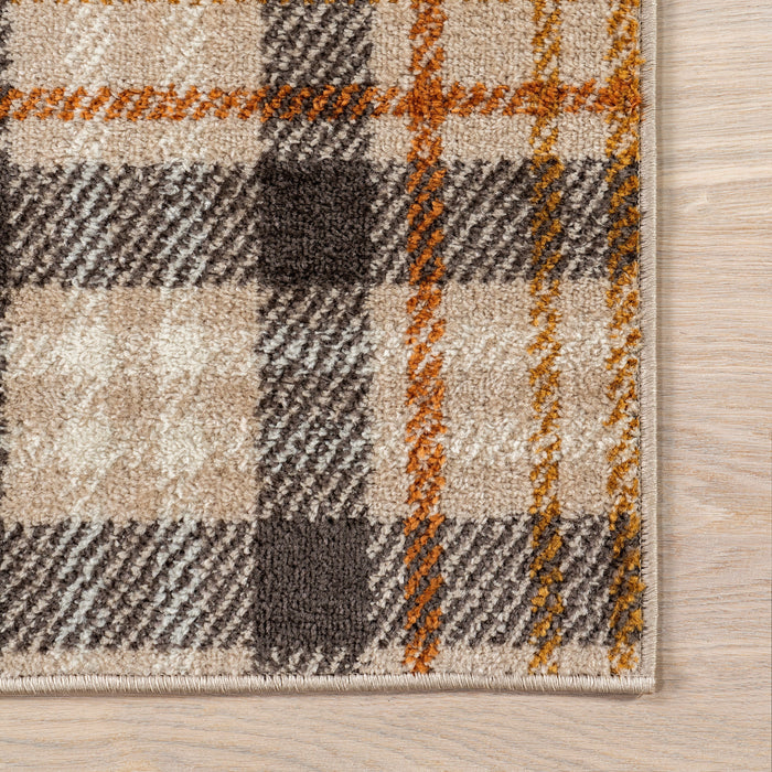 Cecile Orange Plaid Area Rug 150x240 cm