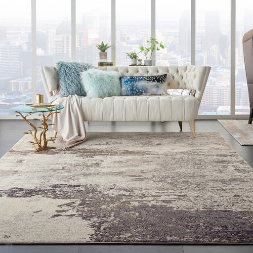 Celestial CES02 Modern Abstract Soft Durable Low Short Flat Pile Ivory/Grey Rug