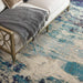 Celestial CES02 Modern Abstract Soft Durable Low Short Flat Pile Ivory/Teal Blue Rug