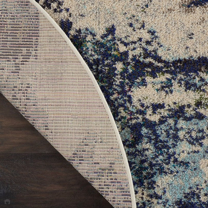 Celestial CES02 Modern Abstract Soft Durable Low Short Flat Pile Ivory/Teal/Blue Runner