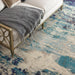 Celestial CES02 Modern Abstract Soft Durable Low Short Flat Pile Ivory/Teal/Blue Runner