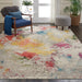 Celestial CES12 Modern Abstract Soft Durable Low Short Flat Pile Ivory/Multicolour Rug