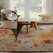 Celestial CES12 Modern Abstract Soft Durable Low Short Flat Pile Ivory/Multicolour Rug