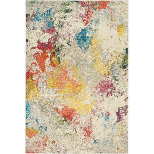 Celestial CES12 Modern Abstract Soft Durable Low Short Flat Pile Ivory/Multicolour Rug