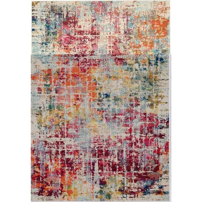 Celestial CES13 Modern Abstract Soft Durable Low Short Flat Pile Pink/Multi Rug