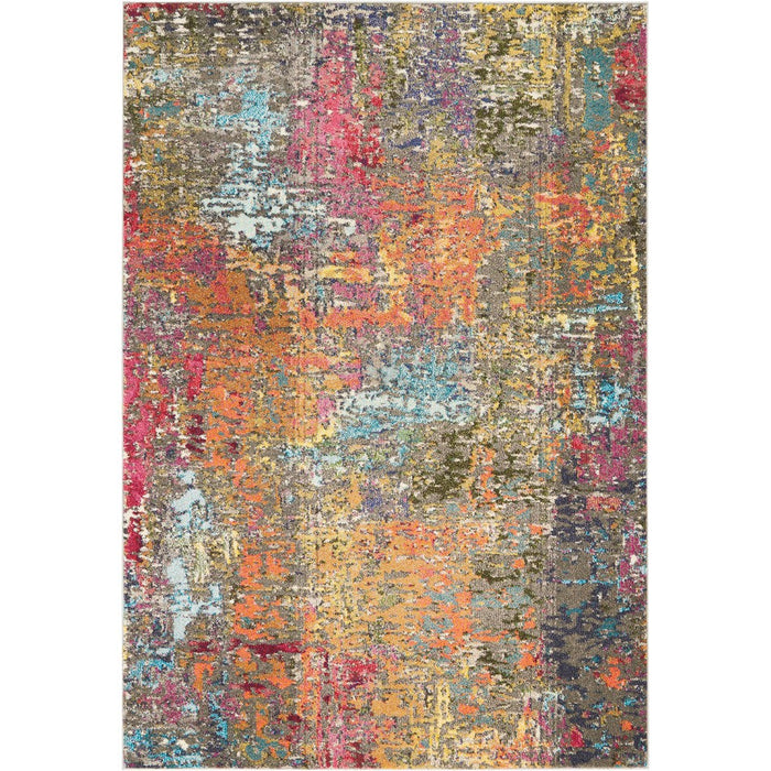 Celestial CES14 Modern Abstract Soft Durable Low Short Flat Pile Sunset Rug