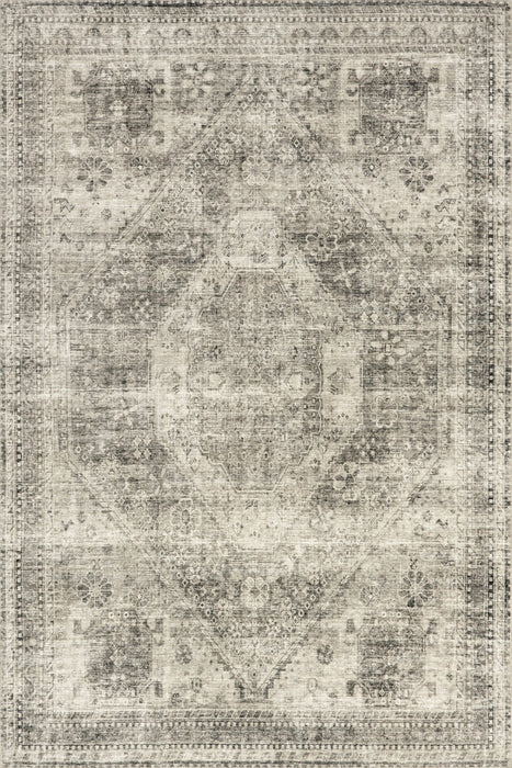 Celia Medallion Machine Washable Area Rug 80x150 Centimeters Grey