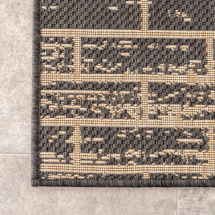 Charcoal Brickwork Area Rug for Indoor and Outdoor Use