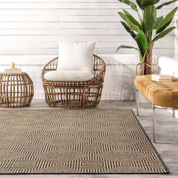 Charcoal Greek Tiles Area Rug for Indoor and Outdoor Use