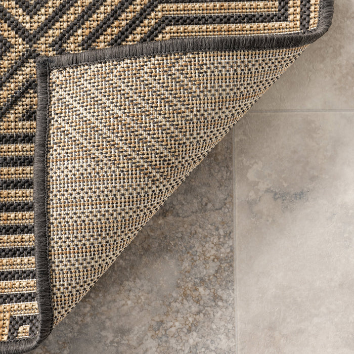 Charcoal Greek Tiles Area Rug for Indoor and Outdoor Use