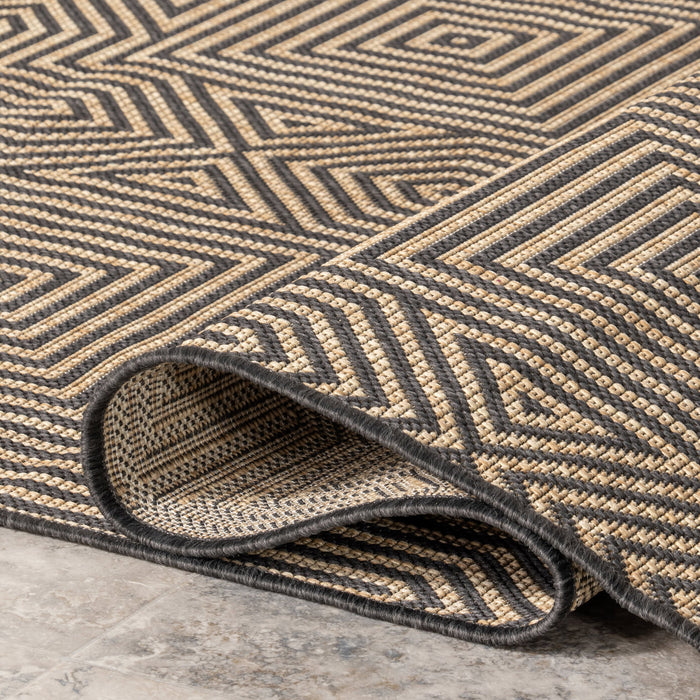 Charcoal Greek Tiles Area Rug for Indoor and Outdoor Use