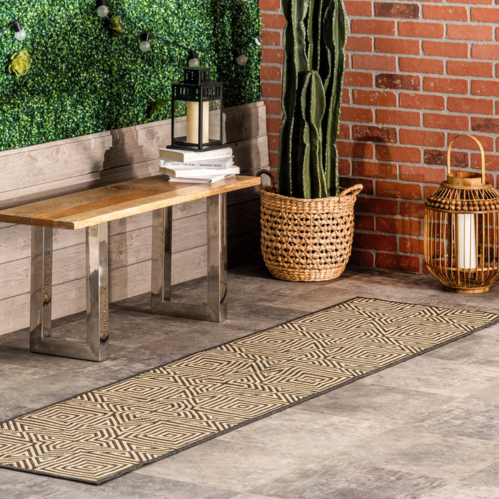 Charcoal Greek Tiles Area Rug for Indoor and Outdoor Use