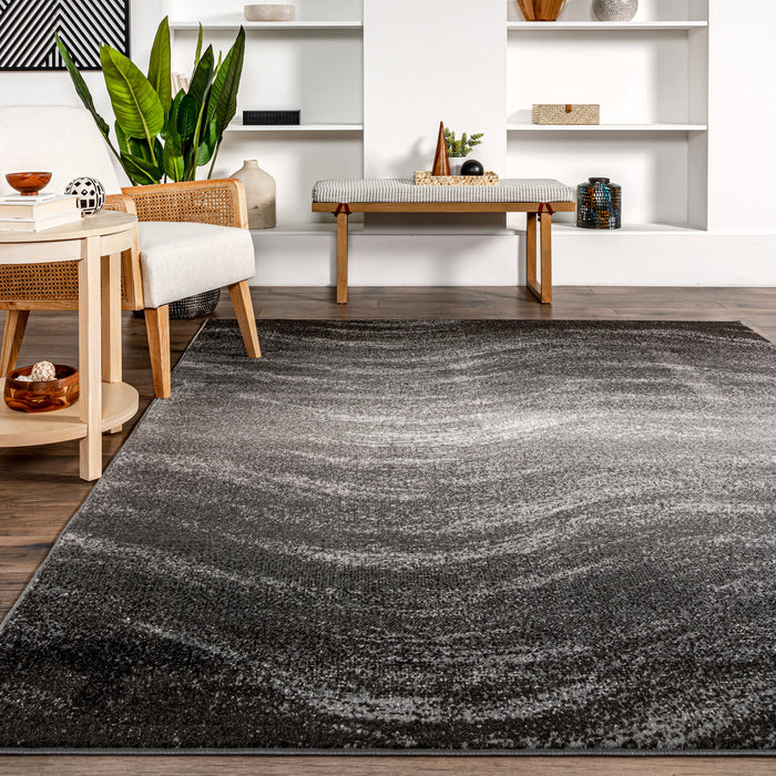 Charcoal Hazy Waves Area Rug 140x200 cm