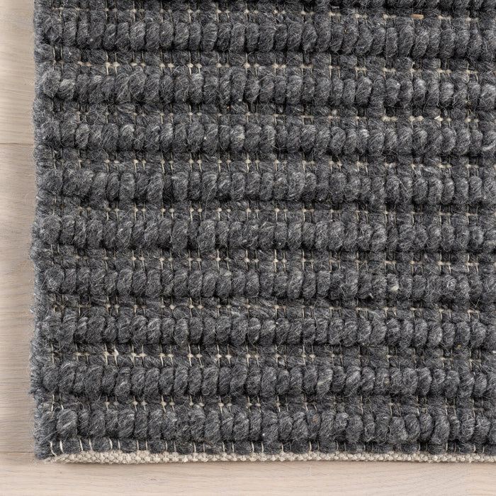 Charcoal High-Low Wool Cotton Area Rug 160x230 cm