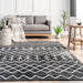 Charcoal Machine Washable Fence Area Rug 150x90 cm